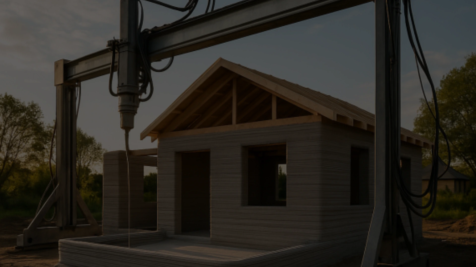 Imagem representando uma casa sendo construída em Impressão 3D.